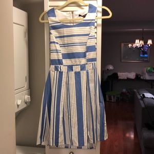 Blue and white striped dress